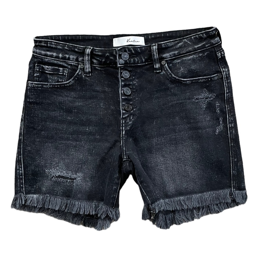 NWOT KANCAN Black Distressed Jean Shorts Size Large